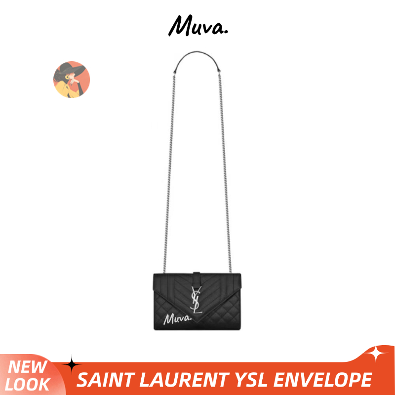 อีฟ แซงต์ โลรองต์👜YSL Saint Laurent ENVELOPE Woc Women/Shoulder Bag กระเป๋าสายโซ่/กระเป๋าสตางค์/กระเ