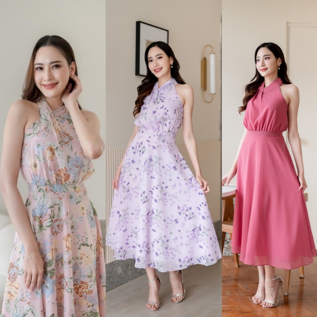 PD227 PINK FLORAL MIDI DRESS