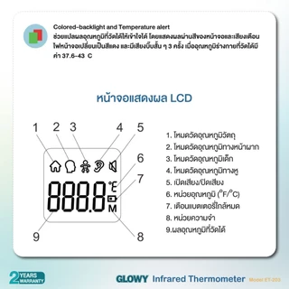 GLOWY Infrared Thermometer Model No. ET-203 เครื่องวัดอุณหภูมิอินฟราเรด โกลวี่ รุ่น ET-203