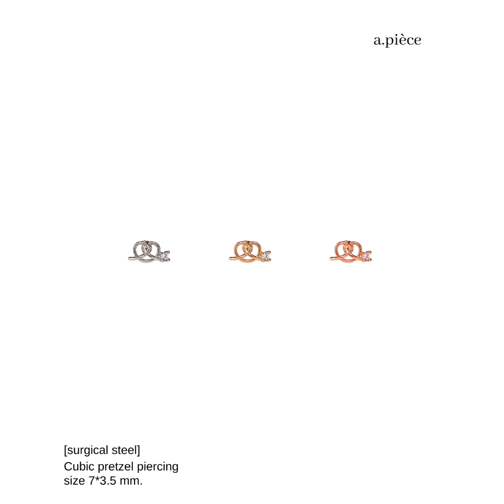 A.piece จิวแสตนเลส [surgical steel] Cubic pretzel piercing (ราคาต่อข้าง)