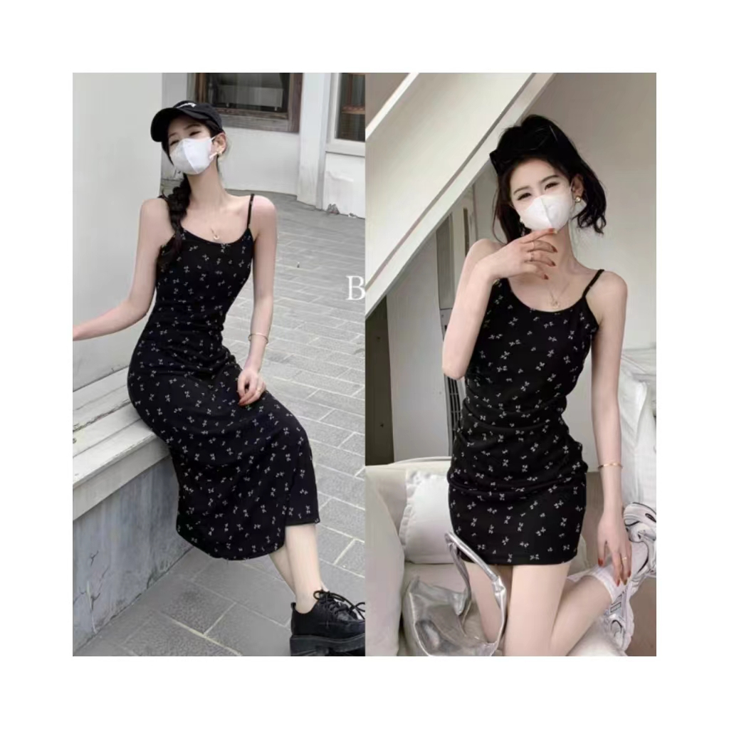 ชุดดอกไม้หัก Halter กระโปรงเกาหลีชุดยาวนุ่มสบายยืดกระโปรง Halter