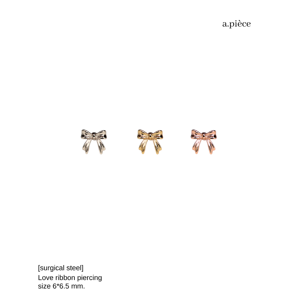 A.piece จิวแสตนเลส [surgical steel] Love ribbon piercing (ราคาต่อข้าง)