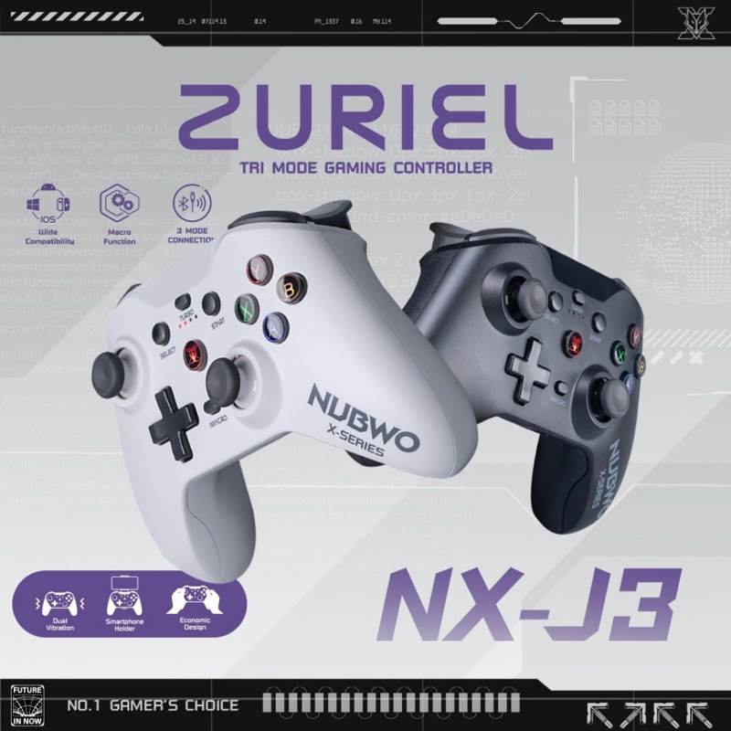 จอยเกม NUBWO ZURIEL NX-J3 Tri-Mode รองรับการใช้งานบลูทูธ,ไวเลส ,สาย USB Type C สินค้ารับประกัน 1 ปี