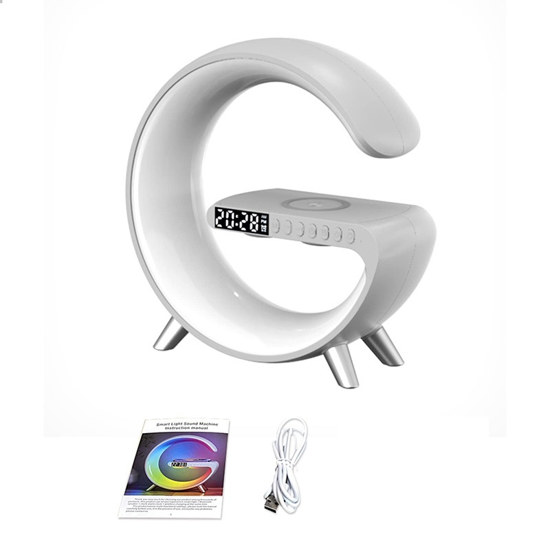 JQTH เสียงบลูทูธ G63 โคมไฟนาฬิกาข้างเตียงที่มีสีสันไร้สายชาร์จลำโพงบลูทูธบลูทูธมัลติฟังก์ชั่น