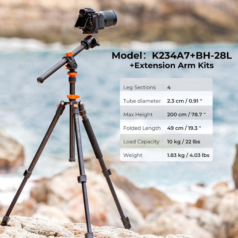 ขาตั้งกล้อง K&F O234A7+BH-28L Aluminum Tripod with Monopod Kit (KF09.087V6)