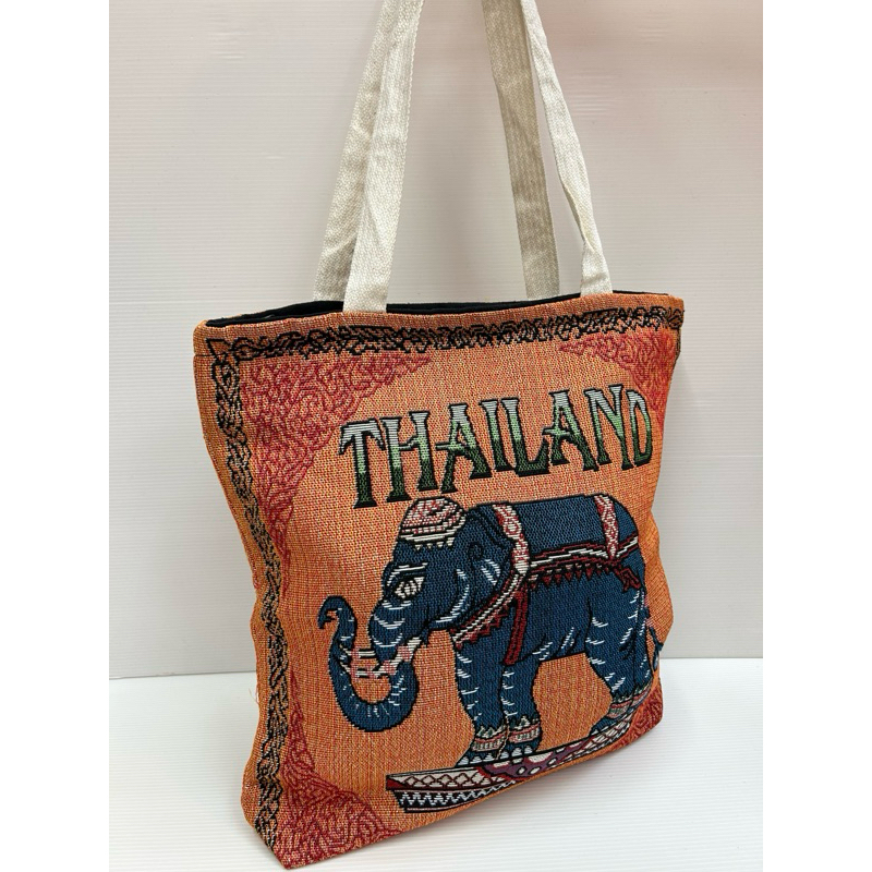 [พร้อมส่ง] Thailand Bag กระเป๋าผ้าลายขนาดเล็กมีซิป และมีซิปด้านใน มีลายทั้ง 2 ด้าน