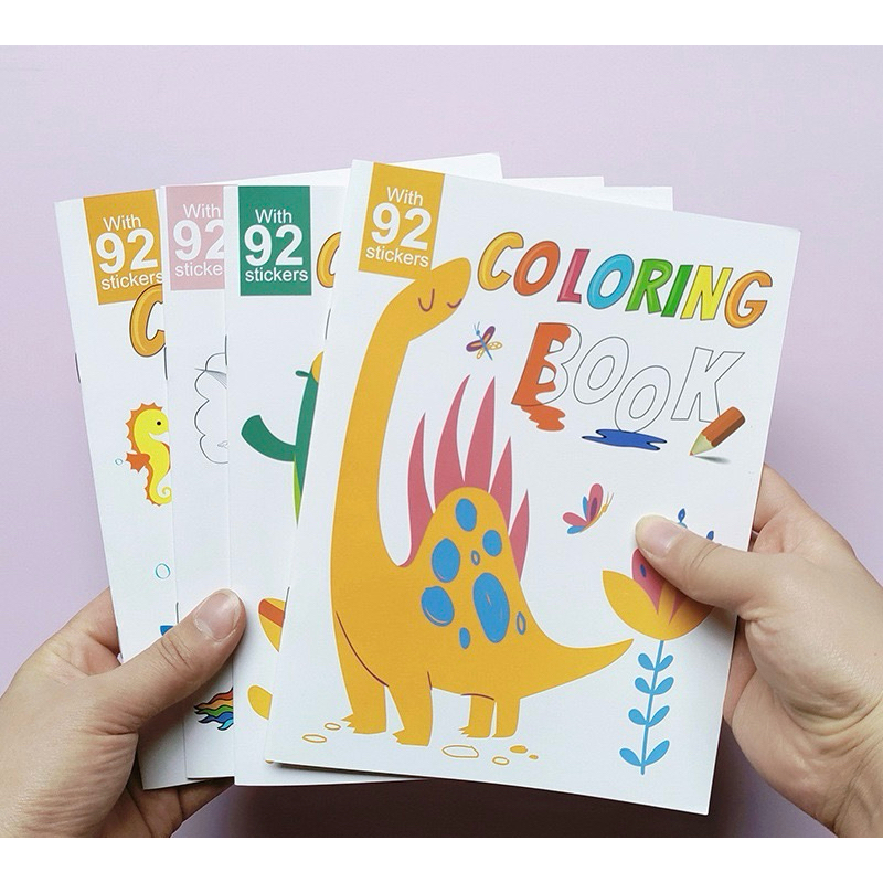 สมุดระบายสี Coloring Book สุดน่ารัก มาพร้อมกับสติ๊กเกอร์ สีสันสดใส สำหรับเด็ก ศิลปะ เสริมทักษะ ฝึกสมาธิ ฝึกพัฒนาการเด็ก
