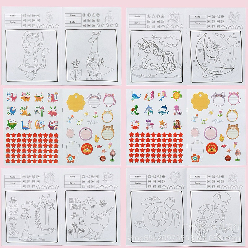 สมุดระบายสี Coloring Book สุดน่ารัก มาพร้อมกับสติ๊กเกอร์ สีสันสดใส สำหรับเด็ก ศิลปะ เสริมทักษะ ฝึกสมาธิ ฝึกพัฒนาการเด็ก