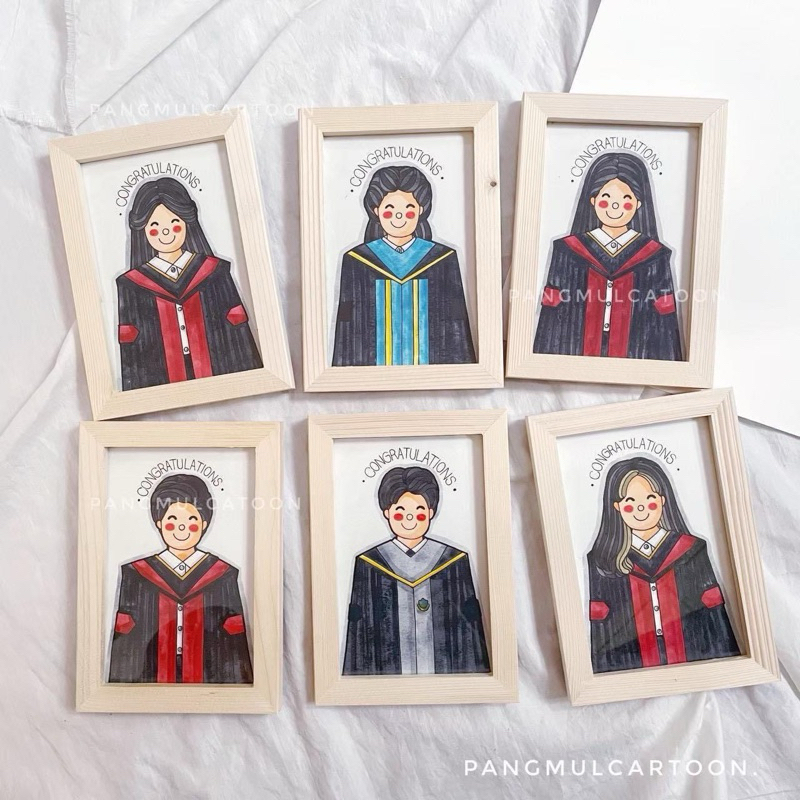 กรอบรูป (วาดหน้าตรง )ของขวัญรับปริญญา ของขวัญปัจฉิม สั่งหลายชิ้นทักแชทก่อน