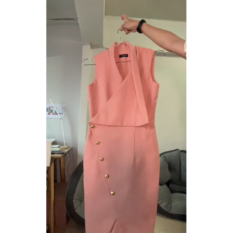 Narit blazer peach dress เดรสสูท ทำงาน เรียบร้อย