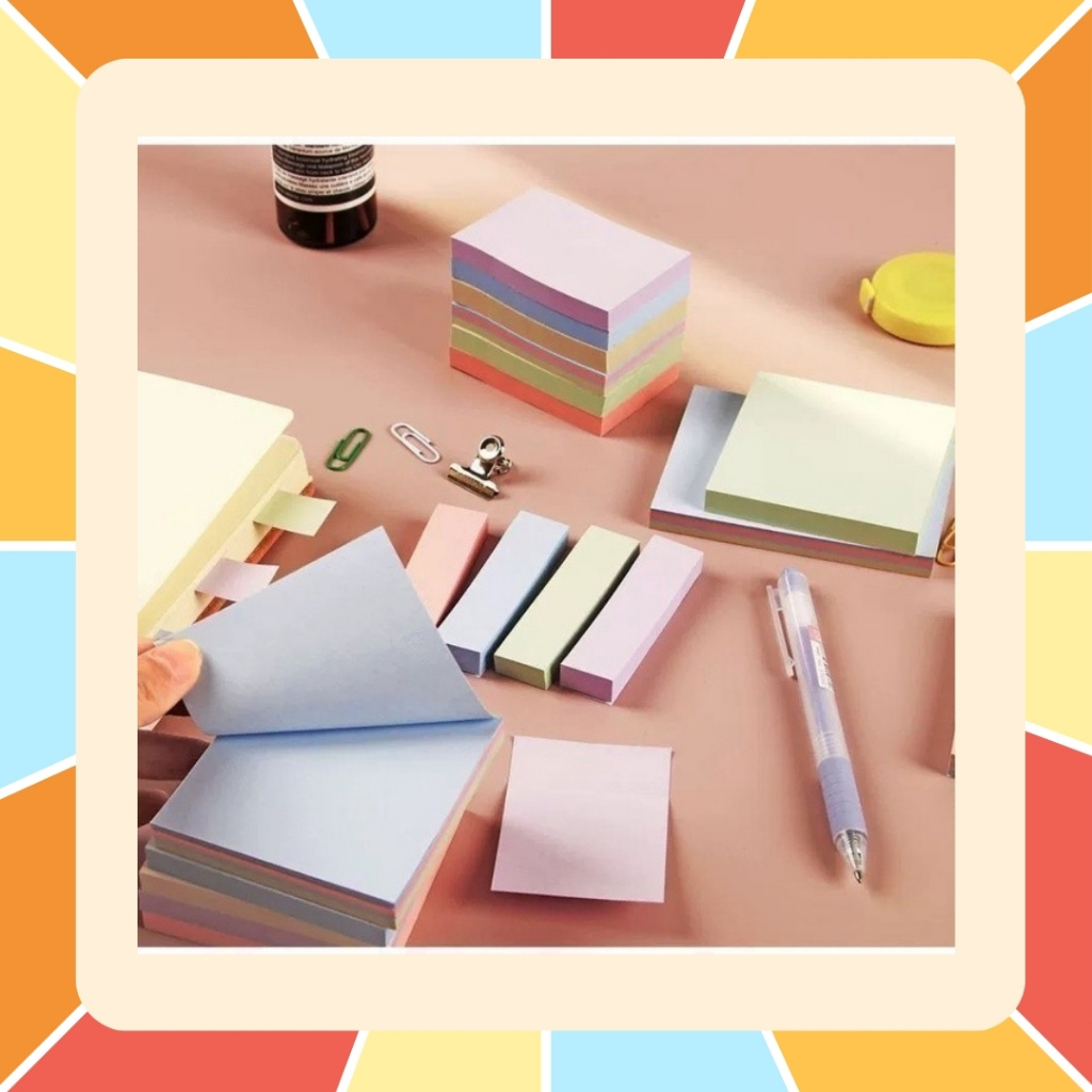 ซื้อ กระดาษโน้ต มีกาวในตัว กระดาษโน๊ต sticky note กระดาษสีพาสเทล 100 แผ่น มีหลายสี หลายแบบ หลายขนาด