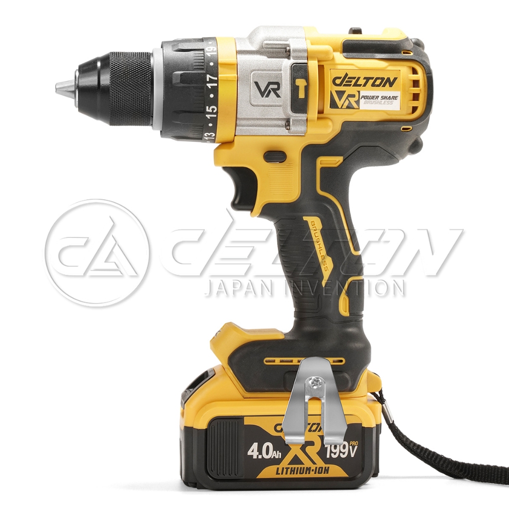 DELTON สว่านไร้สาย 3 ระบบ 199V มอเตอร์ไร้แปรงถ่าน Brushless Motor แบตเตอรี่พาวเวอร์แชร์ VR Series รุ่น AFF-10EB