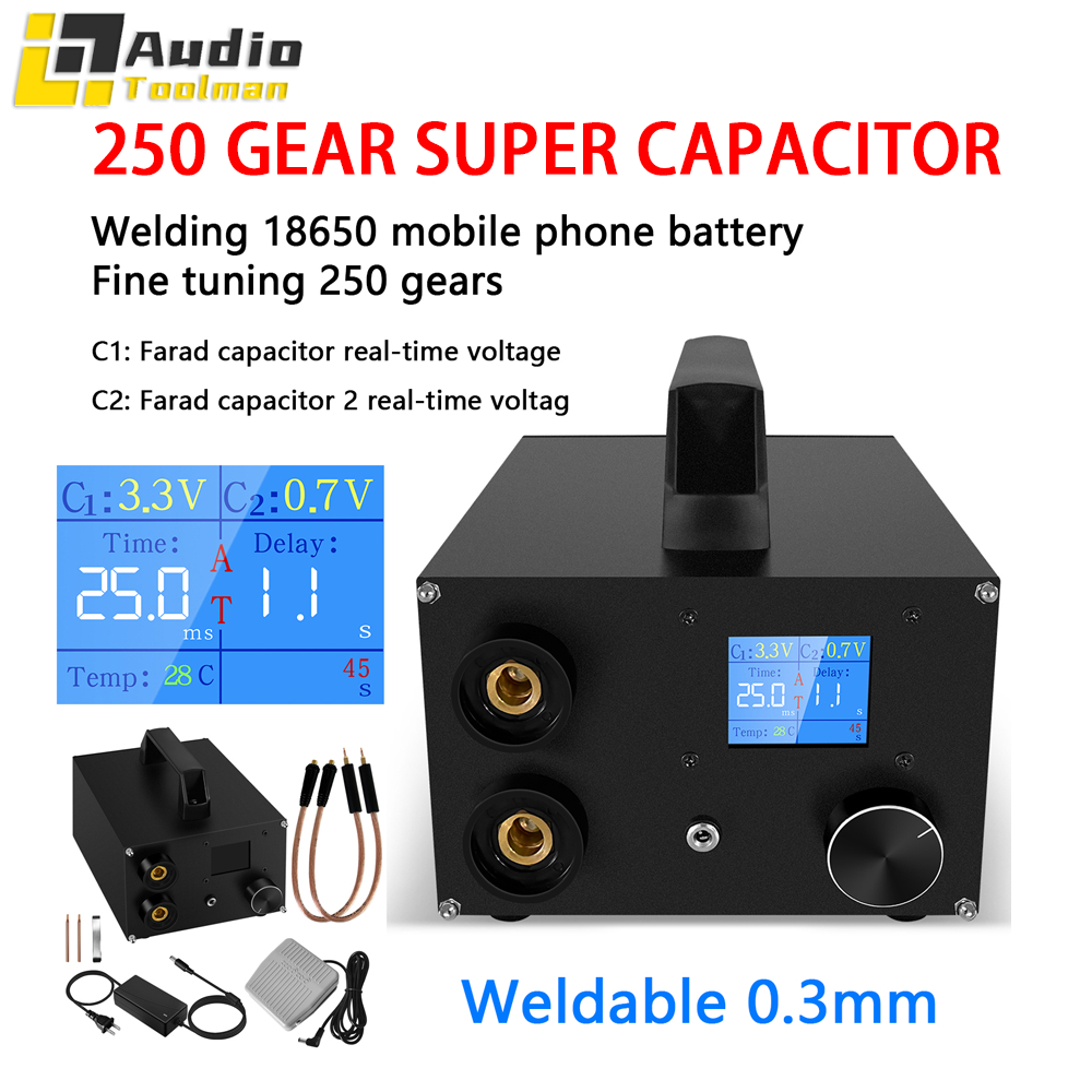 1.8 นิ้ว เครื่องเชื่อมแบบจอแสดงผลดิจิตอลแบบ Super Capacitive แบบพกพา 18650 เครื่องเชื่อมพลังงานขนาดใหญ่สำหรับแถบนิกเกิล