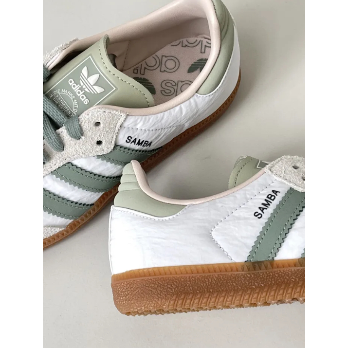 Adidas Samba OG "White Silver Green" ID0492 รองเท้า