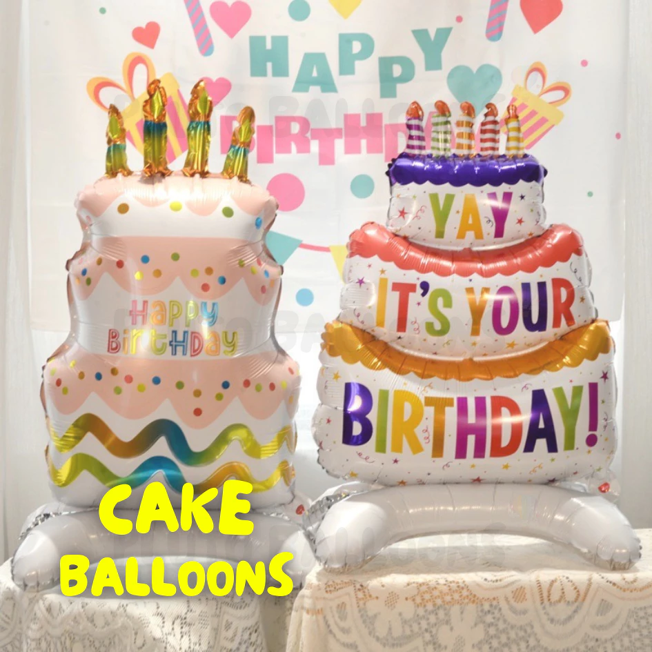 [ร้านไทย] - 🎈ลูกโป่งฟอยล์เค้ก ใบใหญ่มาก มีฐานตั้งได้ 5 ตัวเลือก🎈