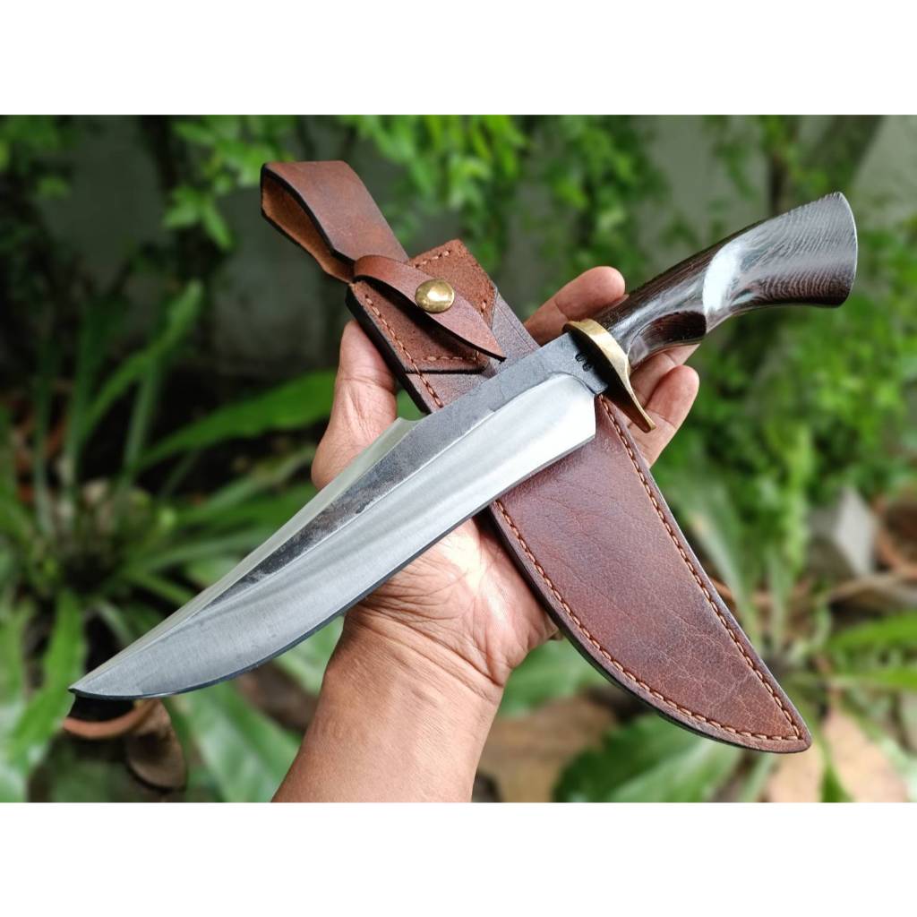 โบวี่ มีดโบวี่ Pocket Bowie knife มีดเดินป่า มีดแคมป์ ใบ 8” เหล็ก German 4034 ต้านสนิม ด้ามไม้สาธร ก