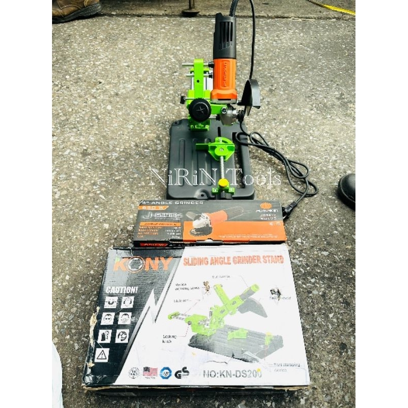 KONY แท่นจับเจียรสไลด์ พร้อมเครื่องเจียร PUMPKIN 4นิ้ว กำลัง 650W แท่นตัดสไลด์ 45 องศา แท่นจับลูกหมู