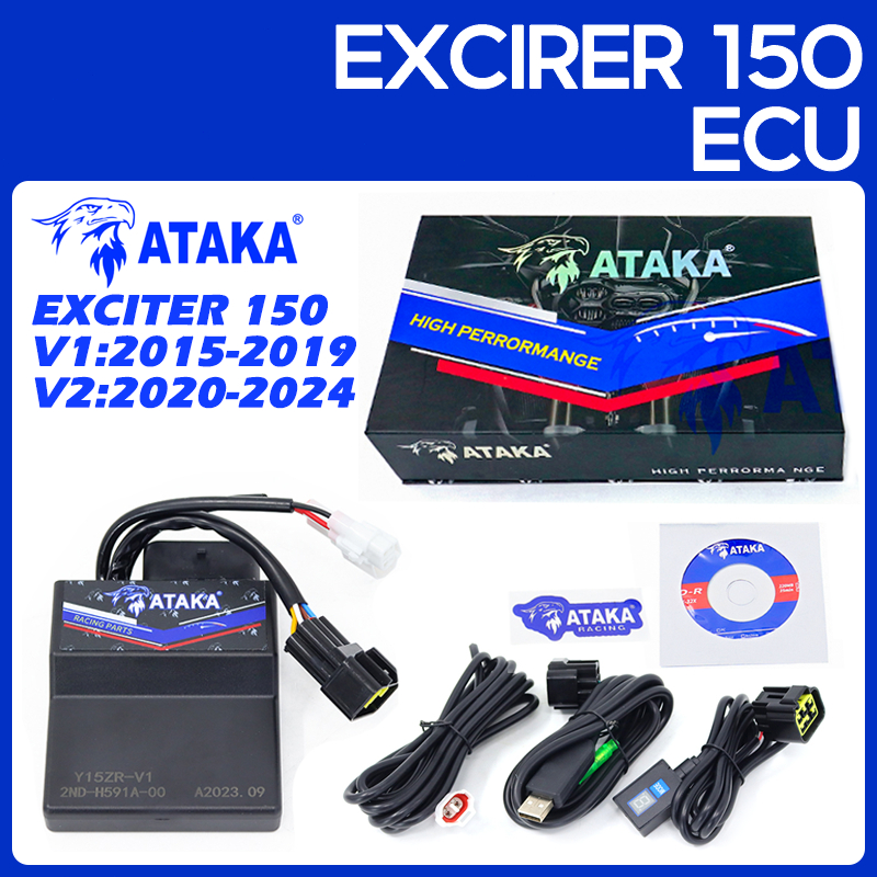 ATAKA สีแดงลีโอแข่งรถจักรยานยนต์ ECU สำหรับ YAMAHA EXCITER 150 V1 V2 ปลั๊กและเล่น