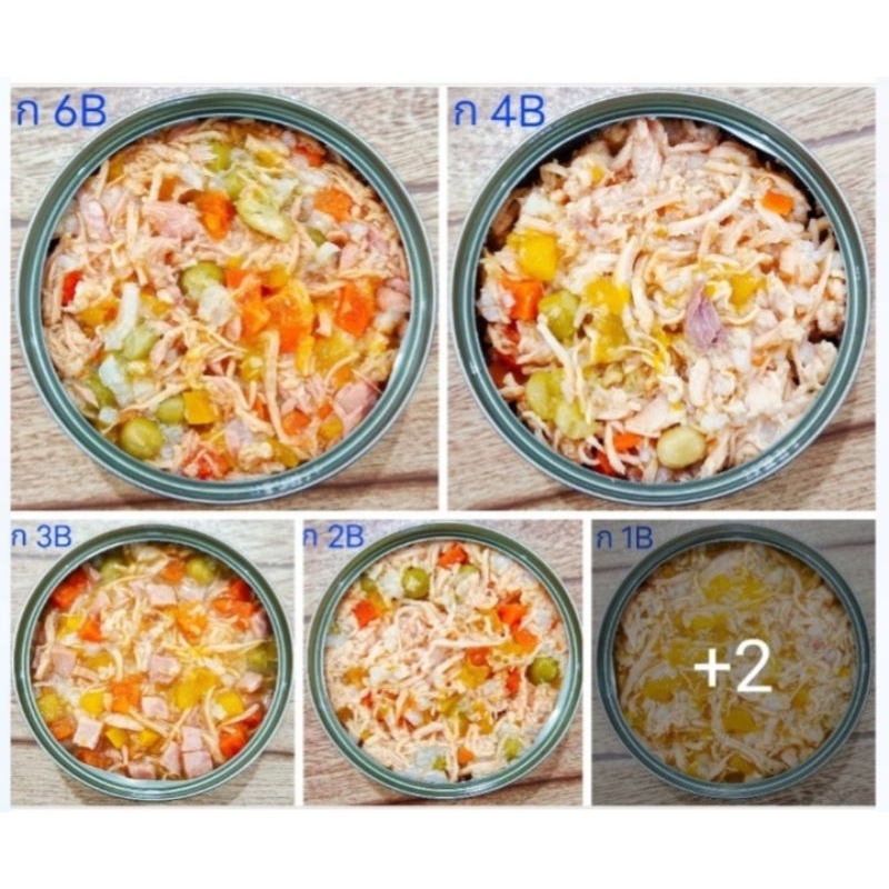 เซ็ตไก่ซุปข้าวผักคละท้อปปิ้ง/ไก่เกรวี่คละ 185 ก. 24 กป. 390 บาท
