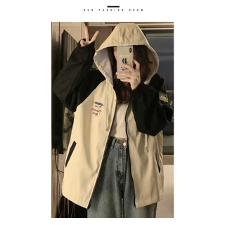 เสื้อแจ็คเก็ตเบสบอล ทรงหลวม มีฮู้ด และซิป ผ้าบางกันแดดและลม สไตล์เกาหลี