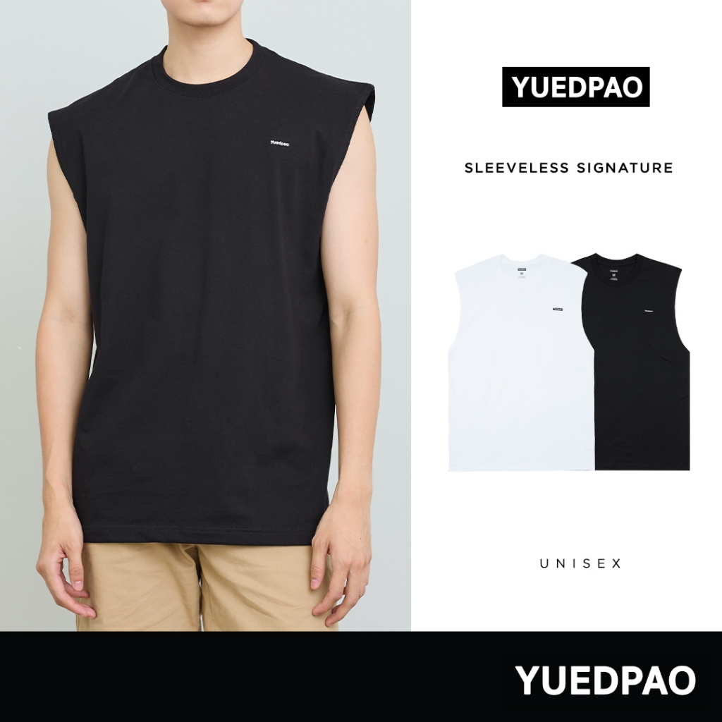 Yuedpao Signature Sleeveless ผ้าหนาทรงสวย ยับยากรีดง่าย เสื้อยืดเปล่าแขนกุด Sleeveless Set Set Black&White