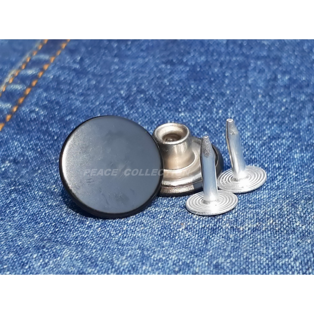 กระดุมยีนส์ กระดุมตอกยีนส์ กระดุมตอกกางเกง ก้นโลหะสีดำผิวเรียบ - รูปที่ 7