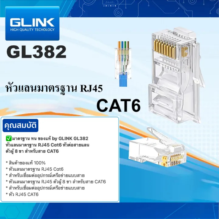 Glink RJ-45 Cat5e/Cat6/Cat6e GL380/GL382/GL389/GL390 หัวต่อสายแลน หัวRJ-45