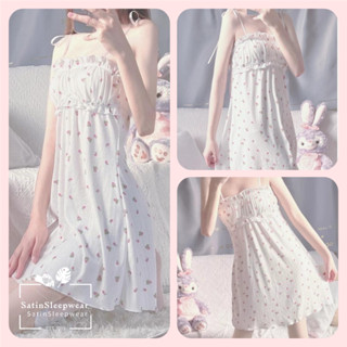 SatinSleepwear💮💮ชุดนอนเดรสกระโปรง ชุดเดรสลายดอก ลายเกสรตัวผู…