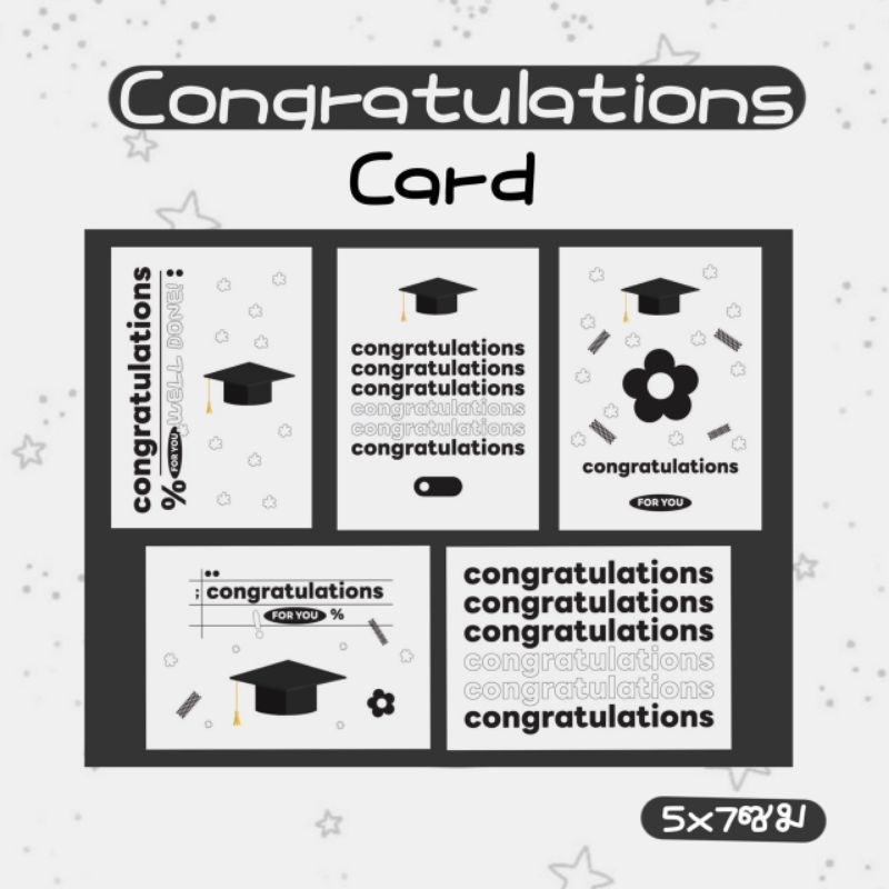 การ์ด congratulations โทนขาวดำ ชุดละ30ใบ