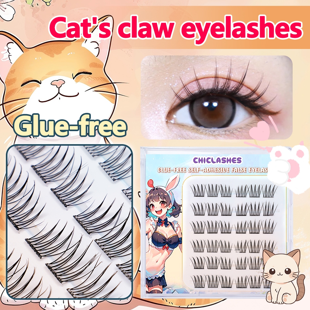 Chiclashes ขนตาปลอมแบบไม่มีกาว ขนตาปลอมแบบมีกาวในตัว สามารถใช้ซ้ำได้ คนขี้เกียจต้องมี เพื่อขยายดวงตาแต่งตาต่อขนตาปลอม