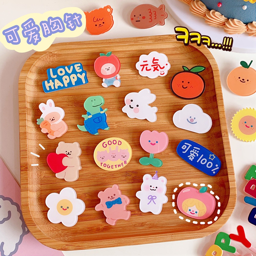 พร้อมส่ง ร้านไทย มี44แบบ เข็มกลัด อะคริลิค ขนาดเล็ก การ์ตูน หมี กระต่าย น่ารัก สำหรับติดกระเป๋า เสื้อผ้า หมวก ตกแต่ง DIY