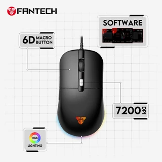 FANTECH รุ่น KANATA S VX9S เมาส์เกมมิ่ง Optical ความแม่นยำสูงปรับ DPI ได้ 400-7200 พร้อมไฟ RGB สีดำ