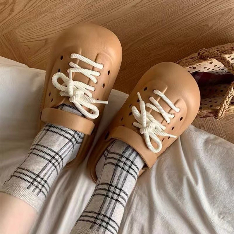 รองเท้าหัวโต แฟชั่น แต่งผูกเชือก มีรัดส้น ใส่สบายเท้า SKU637