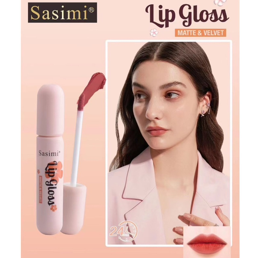 (S91011) Sasimi Lip Gloss Matte and Velvet ลิปจุ่ม เนื้อแมท เนื้อนุ่ม สีชัด ติดทนนาน (ขนาด 8 มล.)