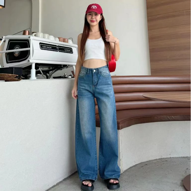 กางเกงยีนส์เอวสูง ทรงลิซ่า กระบอกใหญ่ ทรงสวย ใส่ สบาย แมทง่าย ใส่ได้ทุกลุค thumbnail 7
