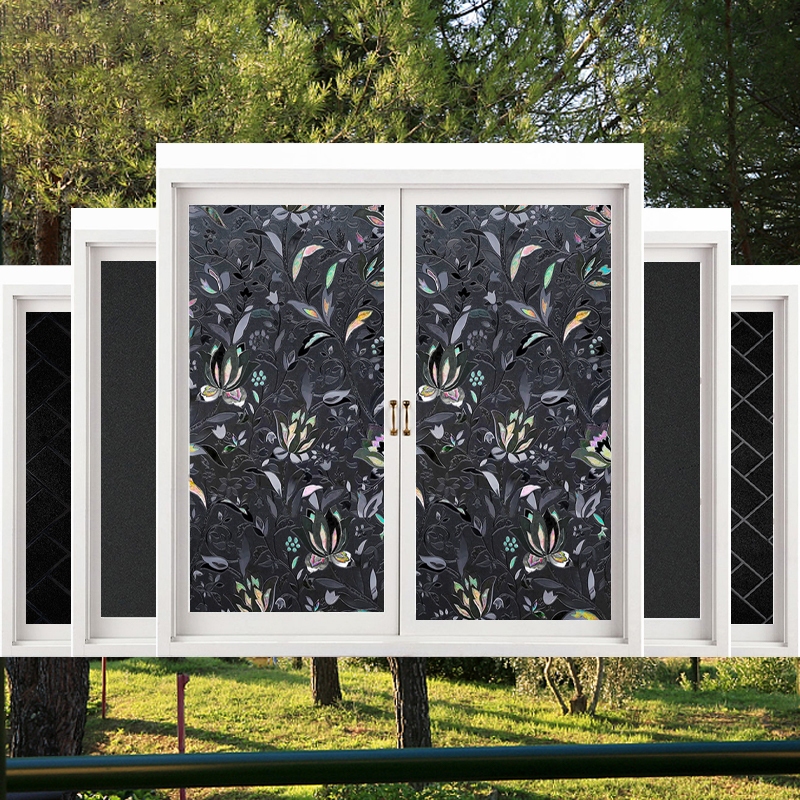 ฟิล์มติดกระจกบ้าน ลายดำทึบ สุญญากาศ กันแสงแดด100% กันคนมอง100% คนมองเข้าไม่เห็น100% ฟิล์มฝ้าติดกระจก สติกเกอร์ติดกระจก