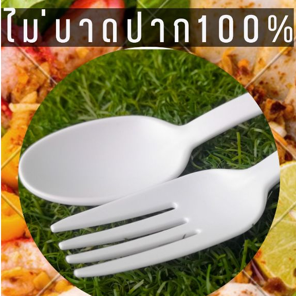 ชุดช้อนกักตัว Covid-19 ช้อนพลาสติก อย่างหนา การบินไทย ช้อน ส้อม spoon fork