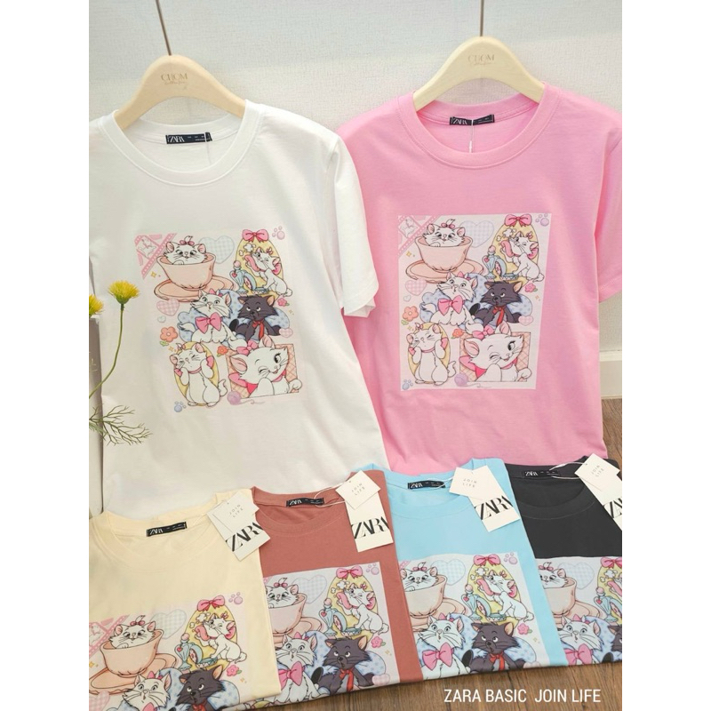 พร้อมส่ง เสื้อยืดแฟชั่น ป้ายZARA อก42 ยาว26 ผ้ายืด ผ้าคอลตอล คอกลม แขนสั้น งานสกรีนลายน่ารักๆ ดีเทลการออกแบบทันสมัย