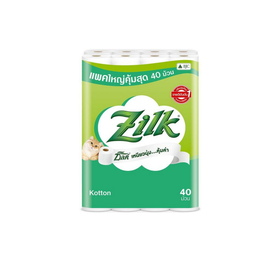 ZILK Kotton Toilet Tissue ซิลค์ คอตตอน กระดาษชำระ ความยาว สุทธิ 600 เมตร หนา 2 ชั้น จำนวน 40 ม้วน