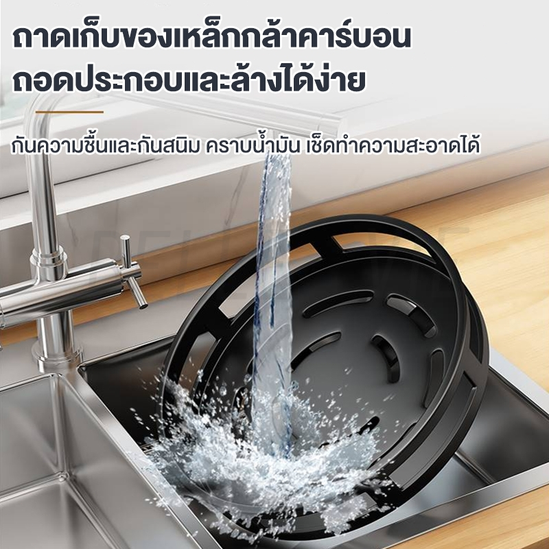 AABO1-3ชั้น​ 360° ที่วางเครื่องปรุง หมุนได้ ชั้นวางเครื่องปรุง รสแบบหมุนได้ ชั้นวางครัวสแตนเลส ชั้นวางของครัวอเนกประสงค์ - รูปที่ 3