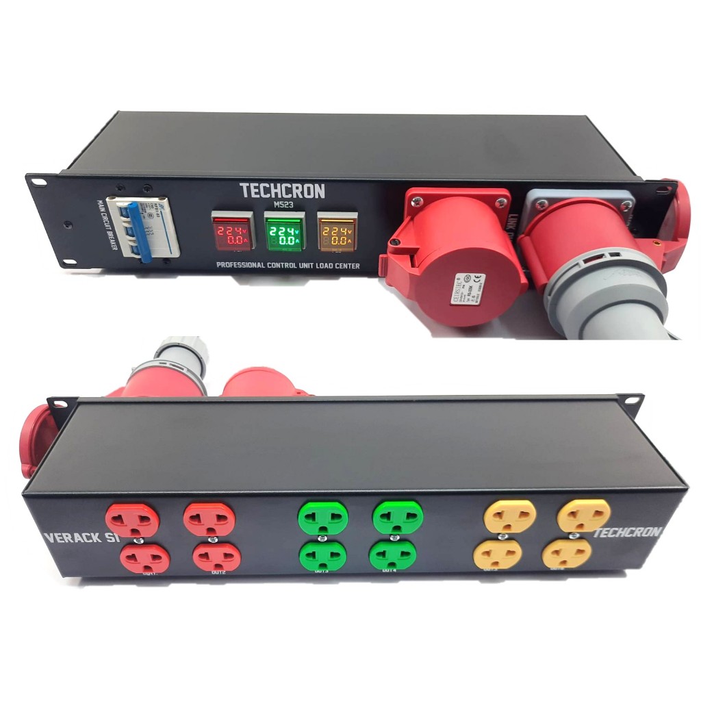 TECHCRON ชุดโหลด M523/S1 VRACK 3 เฟส 32A จอแสดงผลโวล์ทแอมป์ งานเกรดพรีเมี่ยม แถมเพาเวอร์ปลั๊กตัวเมีย 1 ตัวสินค้าพร้อมส่ง
