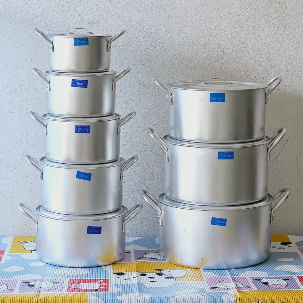 หม้อเวียดนาม หม้ออลูมิเนียม หม้อแกง (ชุด8ใบ) (มีให้เลือก 3 Set) ขนาด 16/18/20/22/24/26/28/30 ซม. (นำเข้าจากเวียดนาม)