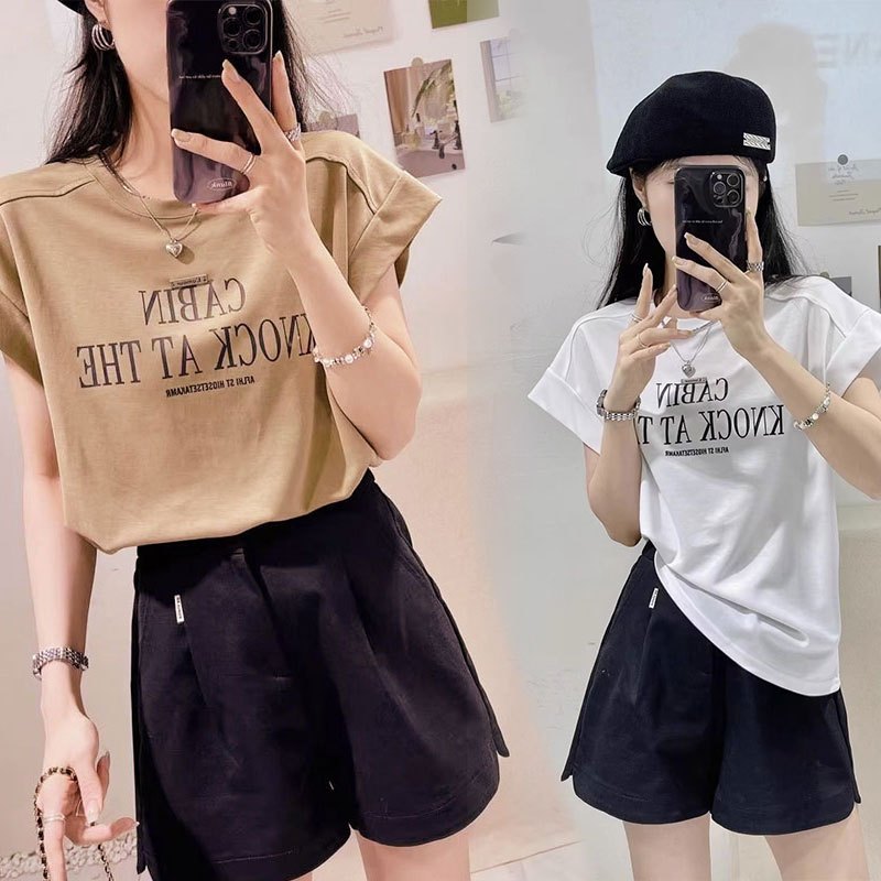 เสื้อแขนกุดลําลองทรงหลวมสไตล์เกาหลี สกรีนพิมพ์ลาย oversize เสื้อผ้าสาวอวบแฟชั่นฤดูร้อนใหม่ เสื้อยืดสวยๆผู้หญิงกําลังฮิต รูปที่ 7