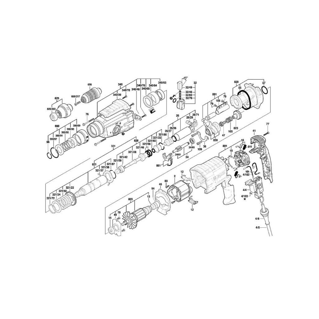 ตัวประกับขั้ว 230V GBH2-28D GBH2-28DFV 1619P11938 Bosch