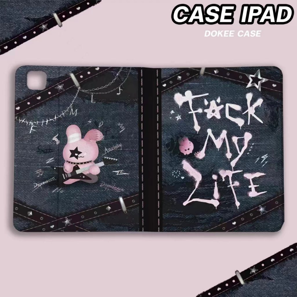 🚀จัดส่งทันที🚀เคสไอแพด เดนิม กระต่าย Pro13 2024 Air7/6 11 Gen11 Pro11 mini7Air5 วงร็อค เคสipad Gen8