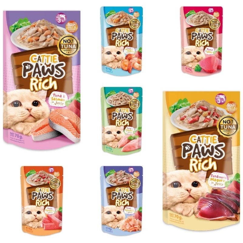 [ยกโหล] Cattie Paws Rich อาหารเปียกแมว 70กรัม×12ซอง