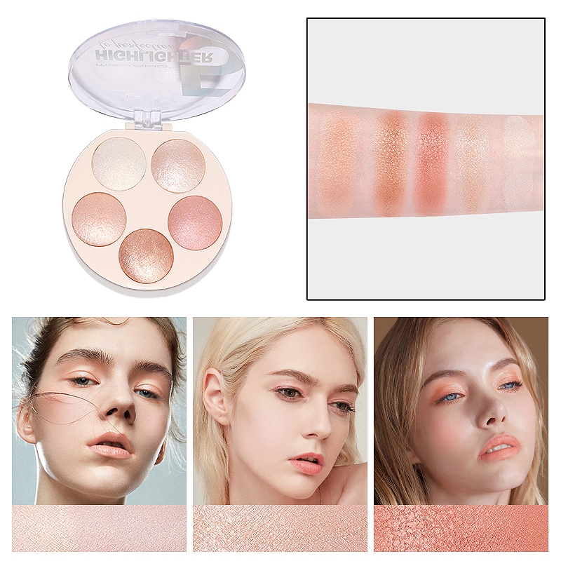 BEIKOTT 5สี อายแชโดว์อบ ไฮไลท์บลัช กระบวนการอบ กันน้ำและติดทนนาน ประกายมุก Baked Eyeshadow