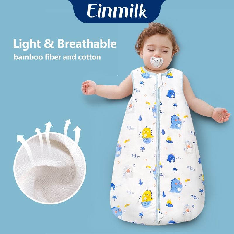 Einmilk ถุงนอนผ้าฝ้ายซิป แขนกุด ระบายอากาศได้ ซุปเปอร์คูลลิ่ง รุ่น