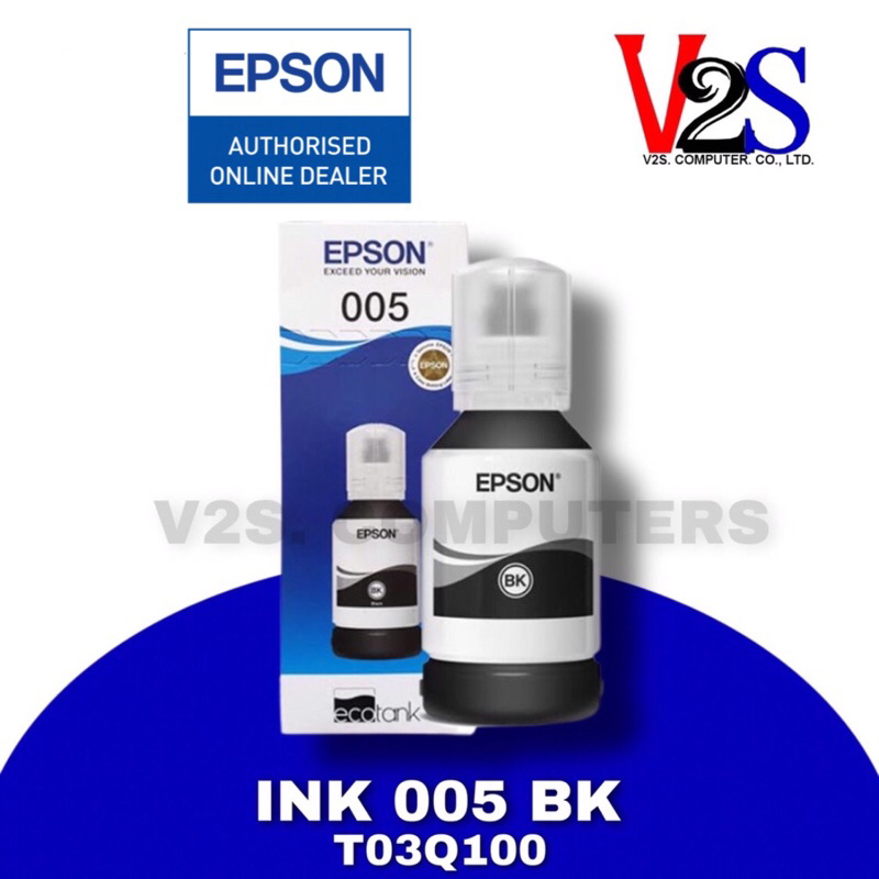 หมึกเติม Epson INK 005 BK < T03Q100 >  120ml.  หมึกกันน้ำของแท้ 100%
