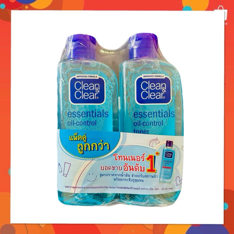 (แพ็คคู่) 100ml. x 2 คลีนแอนด์เคลียร์ โทนเนอร์ ออยล์ คอนโทรล Clean& Clear Essentials Oil Control Toner โทนเนอร์ คุมมัน
